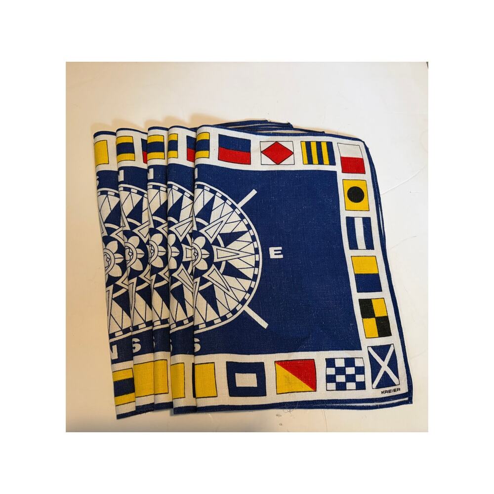 Set of Five(5) VTG Linen Kreier Nautical Theme Placemats